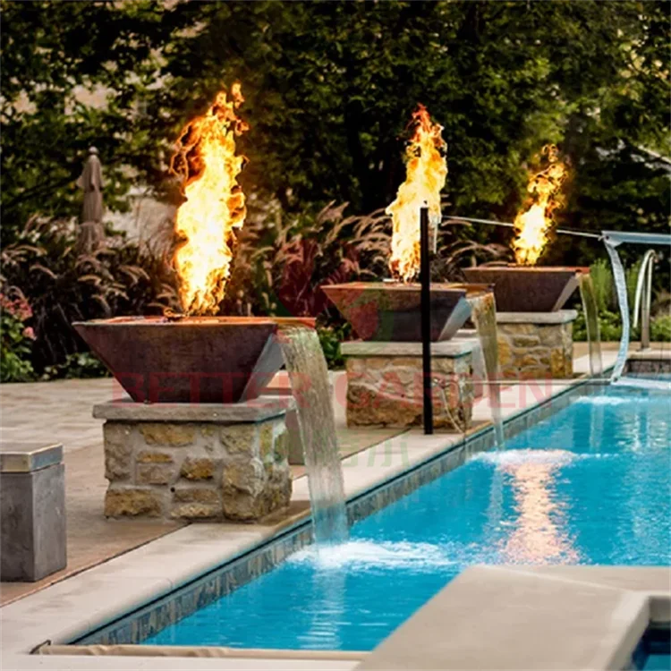 Gas water fire pit Modern design color powder painted Gas fire pit fire pit and waterfall