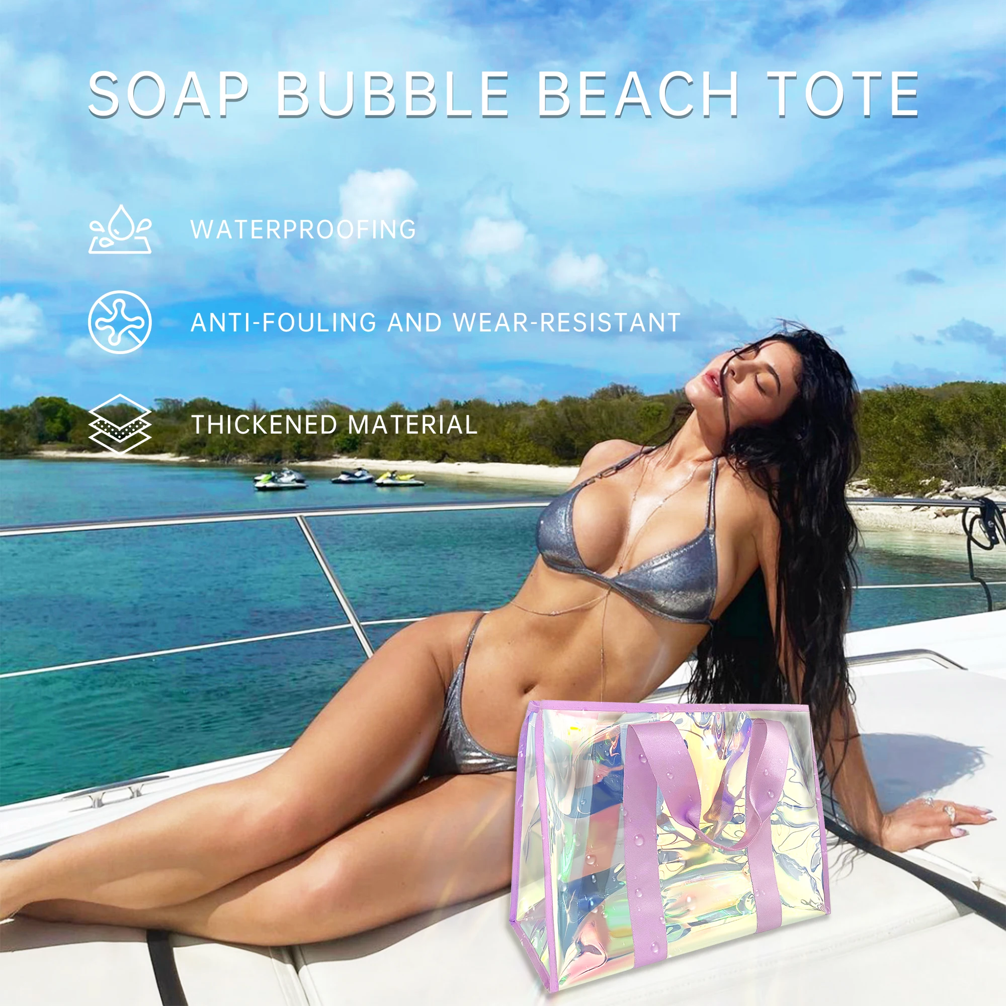 Stylish Trendy Iridescent Beach Waterproof Handbag Mobile Phone Case For Summer