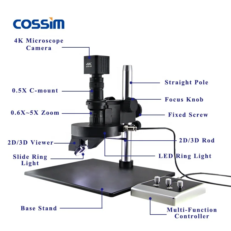 DTE-25 Motor Drive Auto Stereo 14~120X Digital 3D Microscope with 4K Camera & Side View for PCB Inspection