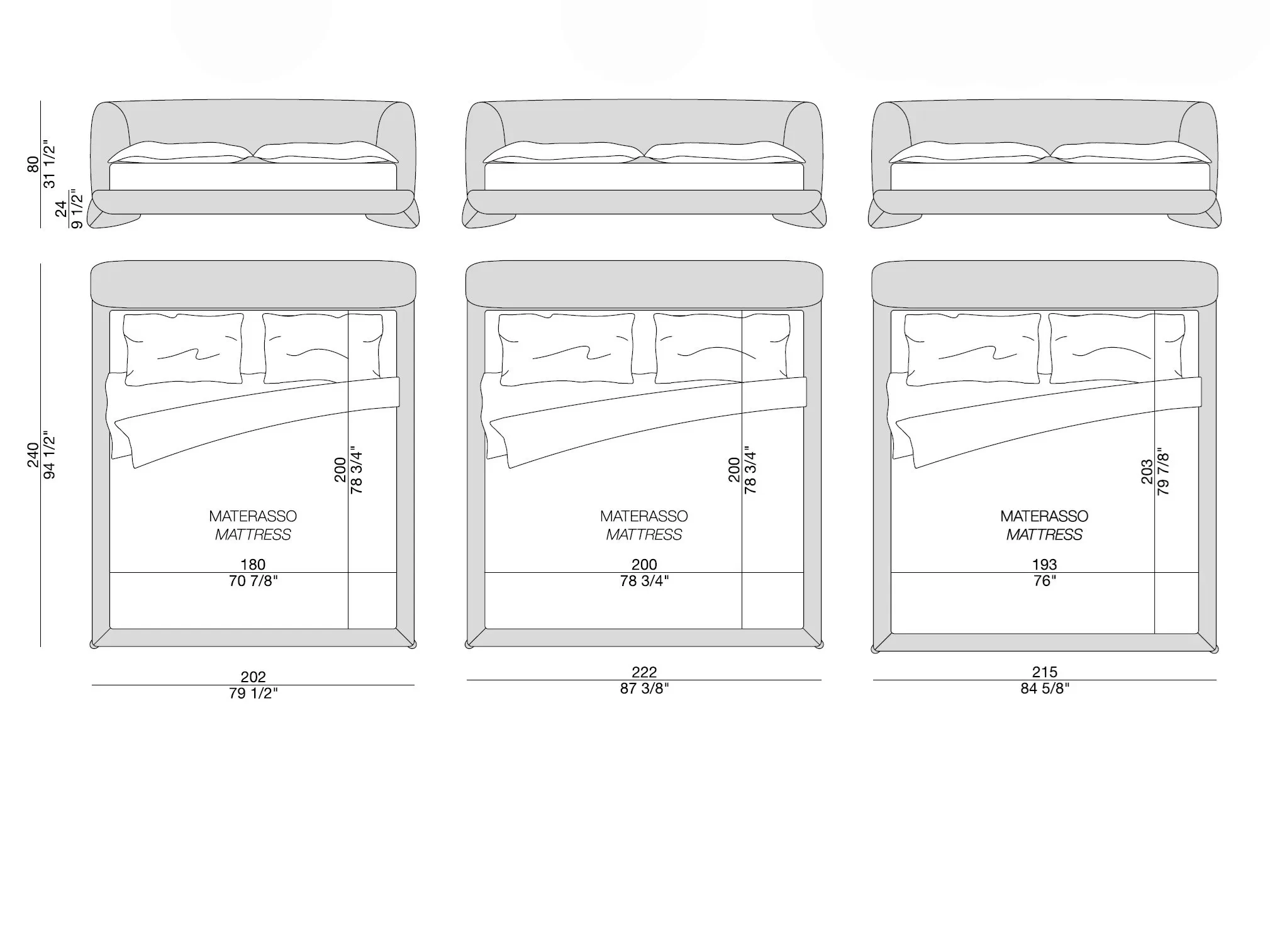 Italian Bedroom Furniture Upholstered Boucle Fabric Solid Wood Bed Frame Walnut Feet Queen Size King Size Fabric Bed