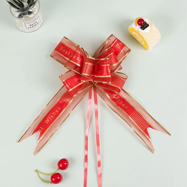 plastic decorative gift pull up bow flower wrap birthday valentines day decoration ribbon pull bow