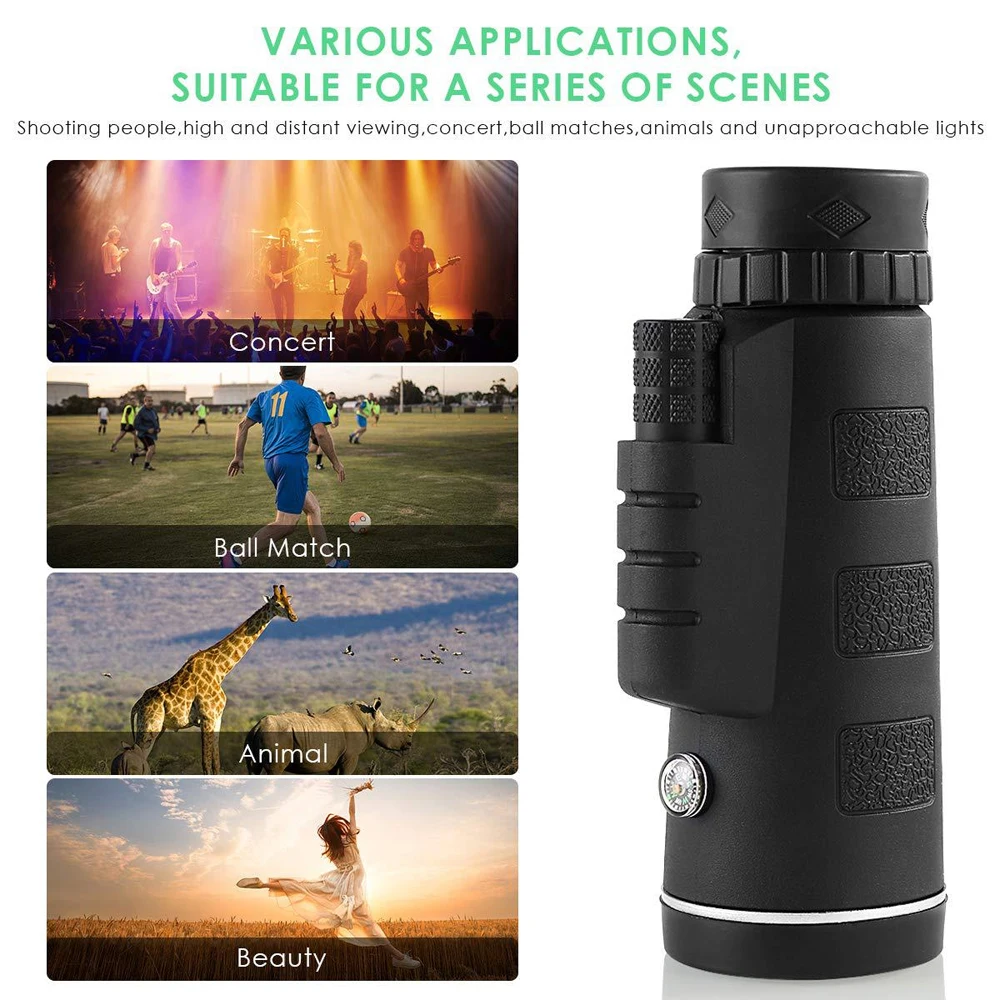 Hot selling night vision Monocular Monocular Telescope 50x60 high power hd with Phone holder Tripod Compass