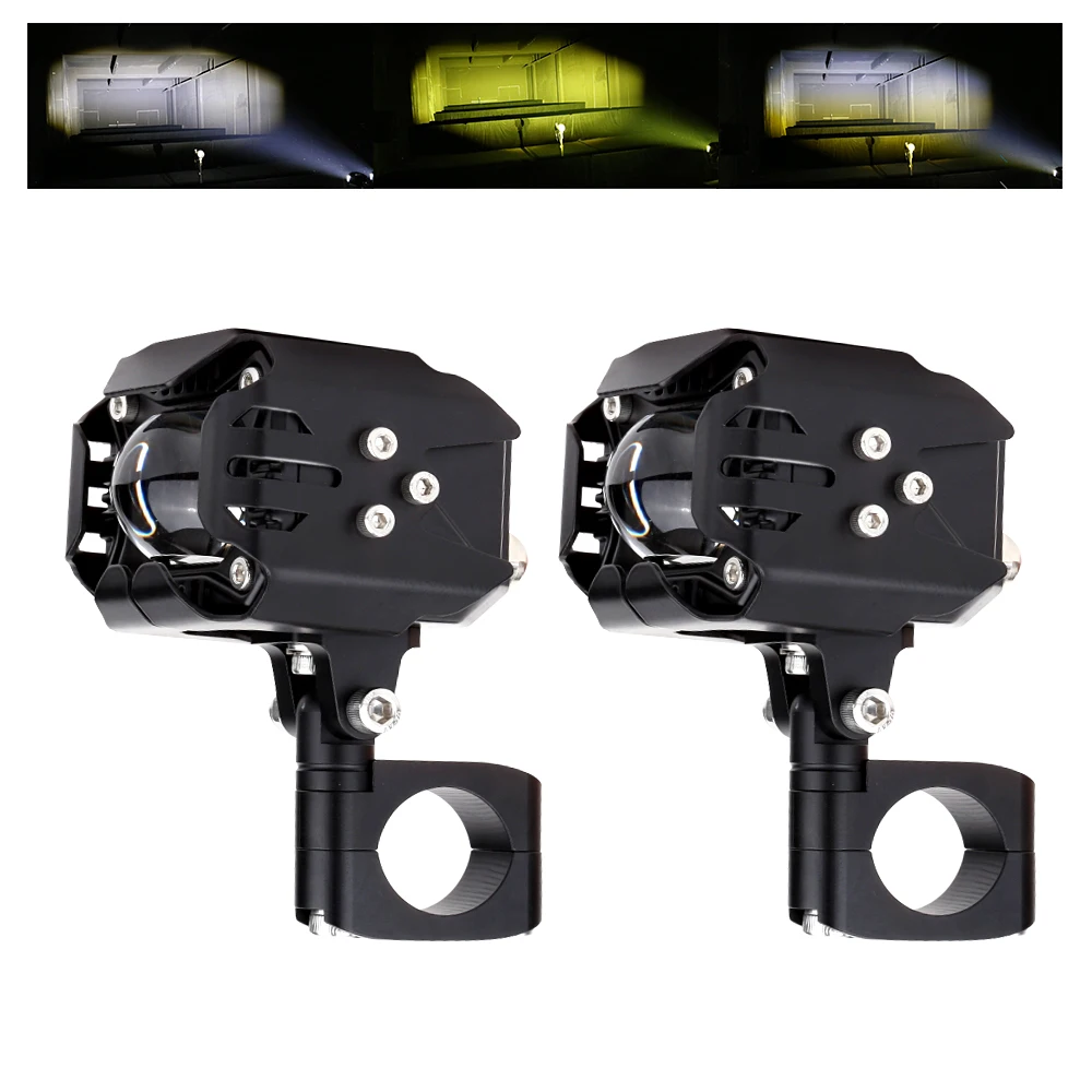 DC12v dual color high low beam 3 inch motorcycle auxiliary spotlights led fog lights for off road  electric vehicles