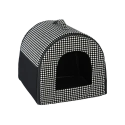 Customize Black And White Cozy Sleep Soft Cheap House Portable Foldable Dog Cat House Pet Beds