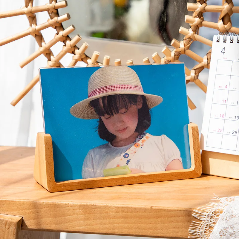 U-shaped Solid Wood Photo Frame Walnut Creative Pendulum Acrylic Home Decoration Photo Frame High Quality 4*6 Inch 5*7 Inch