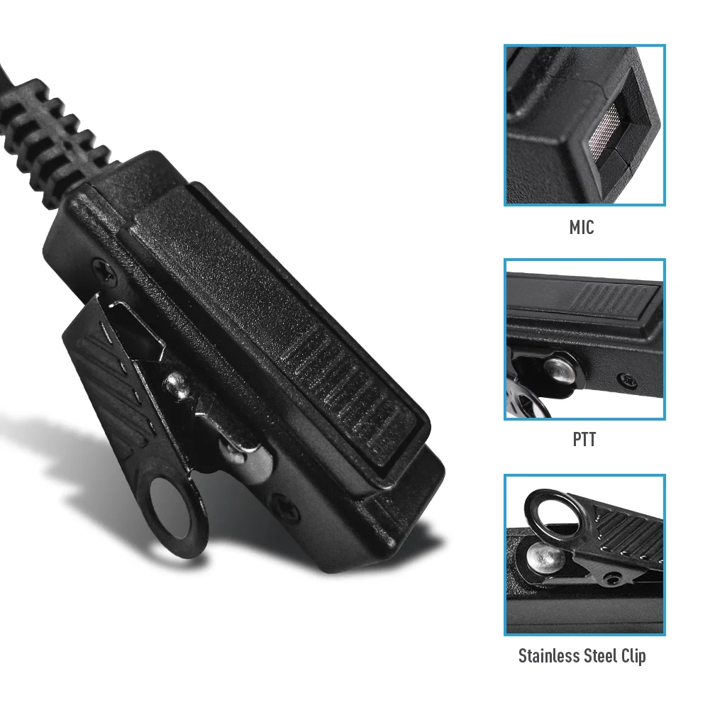 One Pin In Ear Wired Acoustic Tube Earbuds Walkie Talkie Earpieces with PTT Mic for T6200 T6220 T5720 T5728