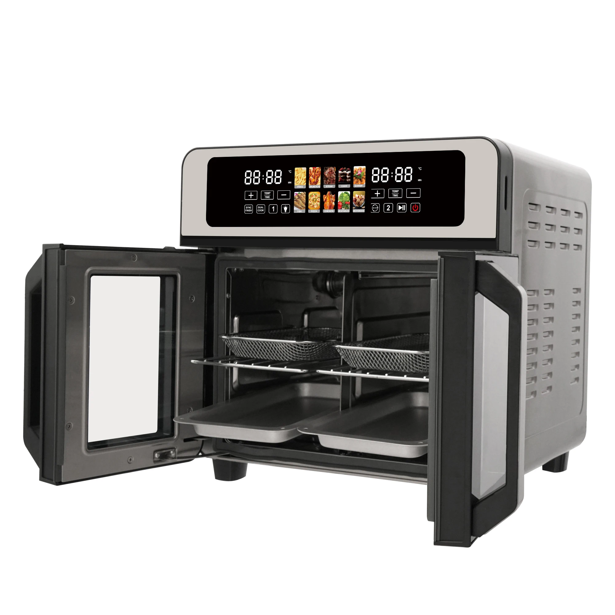 multifunctional air fryer oven 23L air oven with SS heat element, steak cage air oven with dry fruit