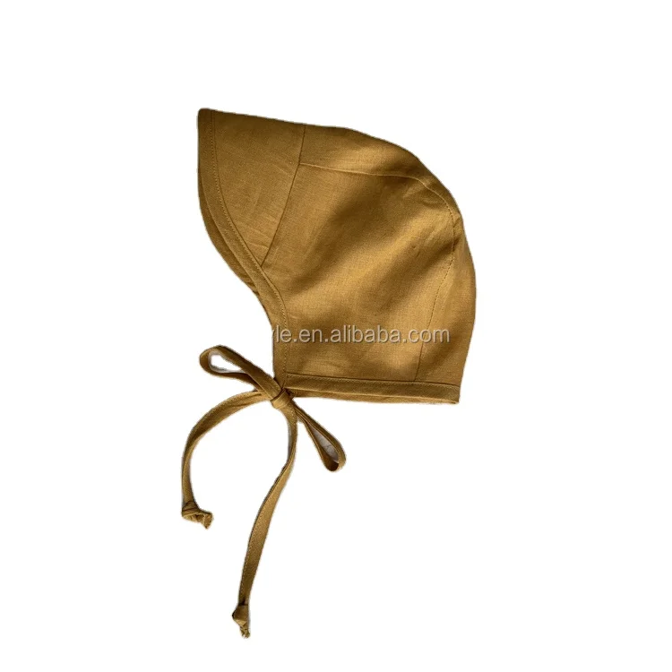 Wholesale Custom Logo Linen Cotton Baby Brim Bonnet Summer Unisex Visor Plain Dyed Baby Brim Hat