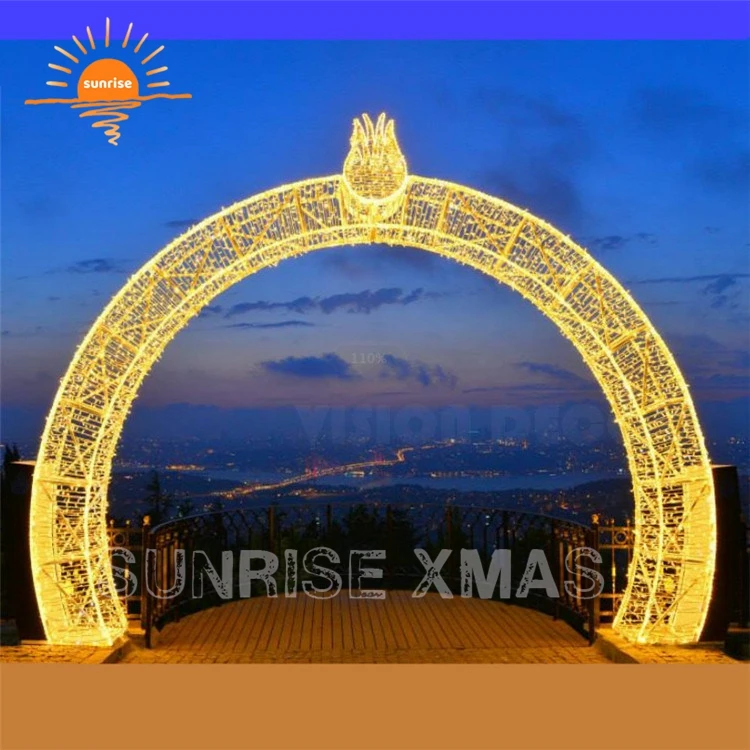 Commercial led lighted standing walk through Christmas arch large outdoor Christmas decoration