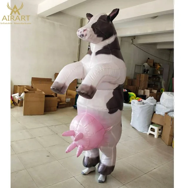 Cheap inflatable animals cows, inflatable cartoon costumes for outdoor activities