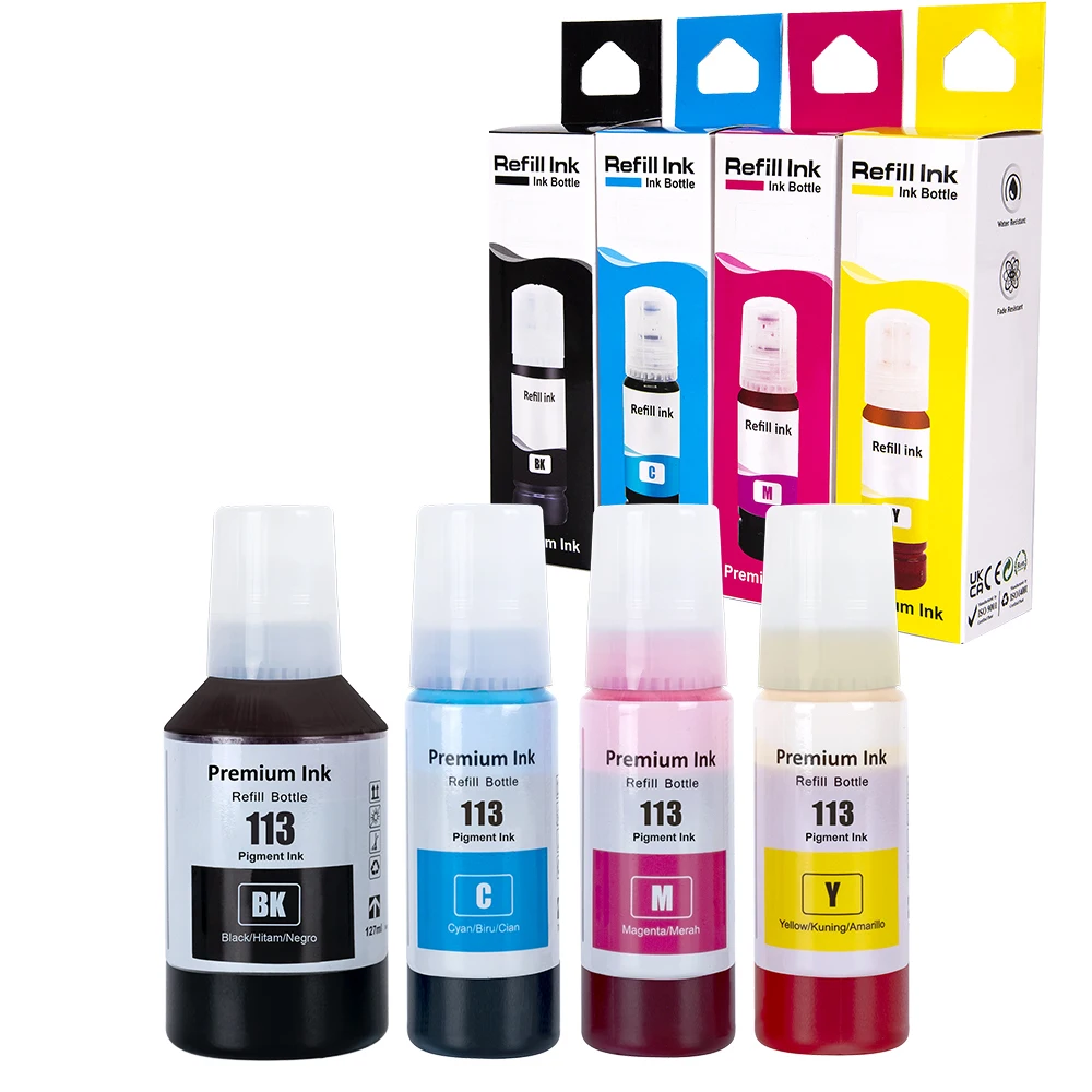 INK-TANK 113 Premium Compatible Color Bulk Water Based Bottle Refill DGT Ink For Epson EcoTank ET-5880 ET-16600 Printer
