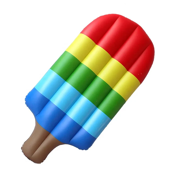 Outdoor inflatable mattress colorful rainbow ice-cream pool float mat floating row summer water party toy