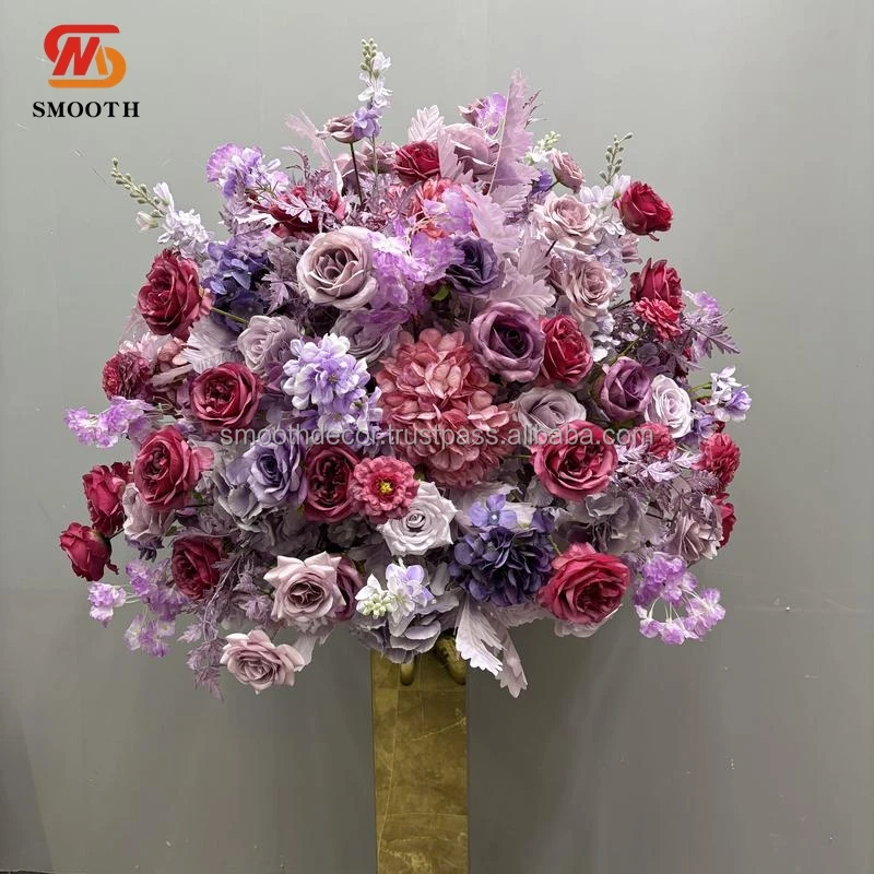 SMOOTH Wedding Decor Supplies 80Cm Fuchsia Pink Colorful Round Artificial Flower Ball Centerpieces For Wedding