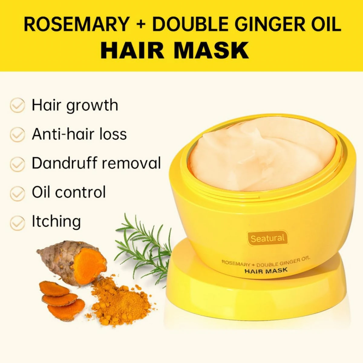 Private Label Natural Herbal Ginger Oil Hair Repair Mask Refreshing Hair-Loss Prevention Hair Treatment Mask Cream