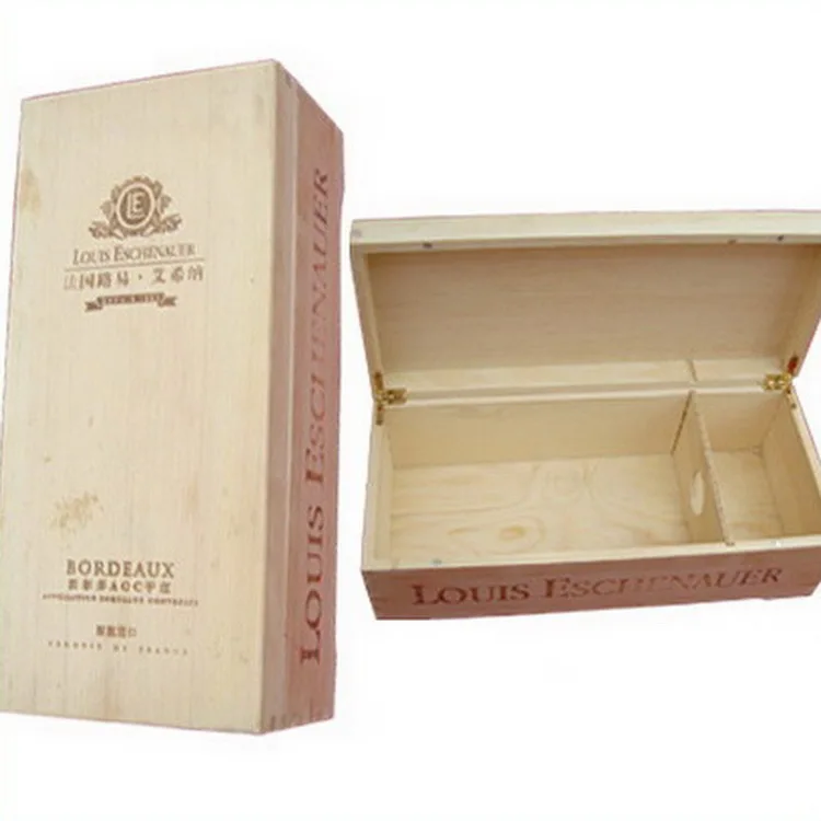 
natural wood handmade printing logo wine charm packing box 
