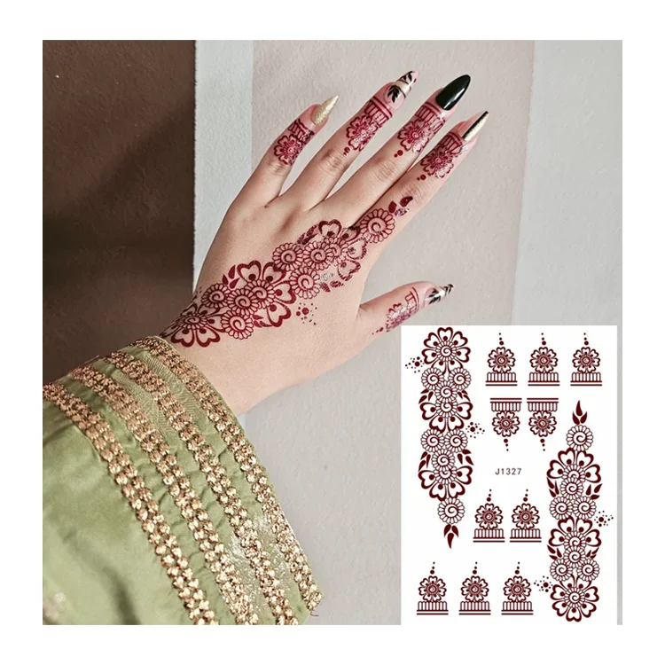 Manufacture India Brown White Henna Temporary Hand Tattoos Body Art Henna Tattoo Stickers Waterproof Henna Tattoos Sticker