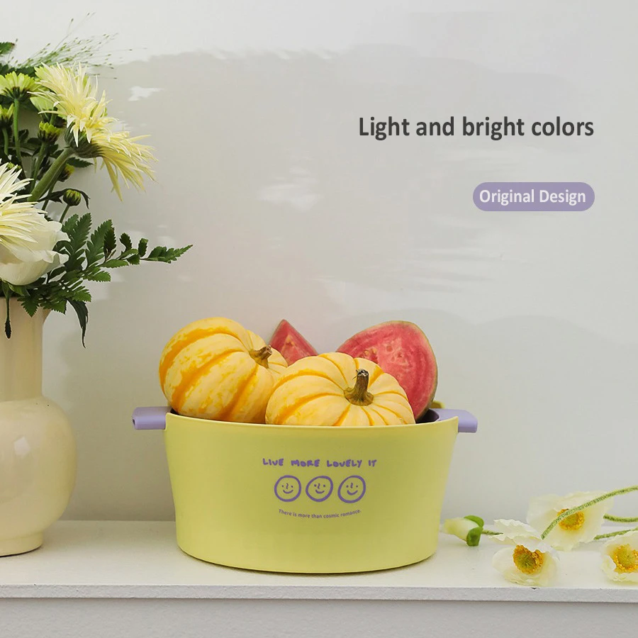 Fashion Large Size Double Layer Vegetable washing bowl Fruit Drainer Kitchen Storage Plastic Drain Basket