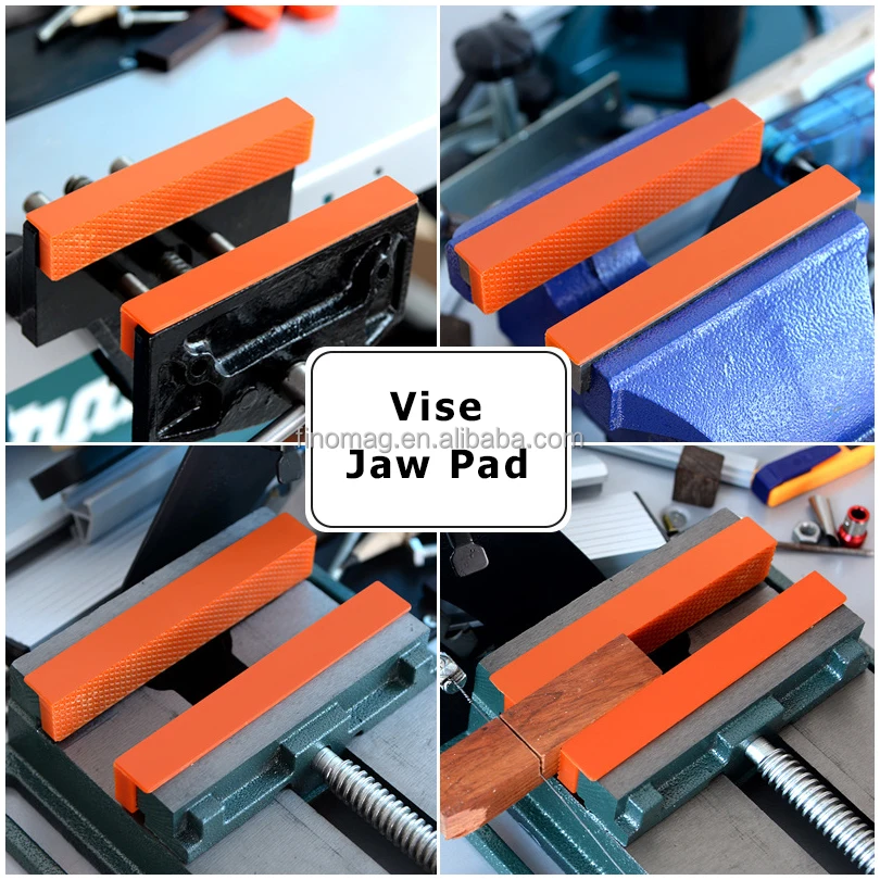 Strongly Magnetic Vise Jaw Pads, TPU, Multi-groove and Textured Inserts, for Clamping Woodworking Metal Plastics