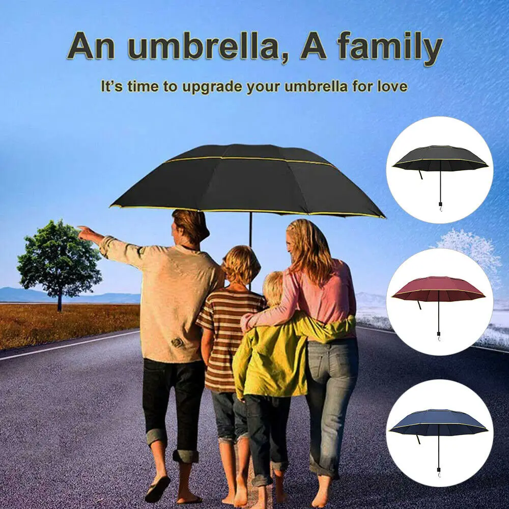 
Extra Oversize Large Compact Golf Umbrella Double Canopy Vented Windproof WT 