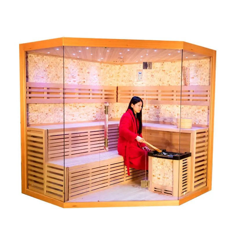 best selling wholesale price 4~6 people hemlock red cedar traditional wood steam sauna room
