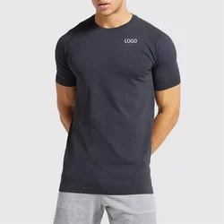 Wholesale Stretch Fitness 95 Cotton 5 Elastane Spandex Gym T Shirt Unisex Custom Athletic Workout Sport Wear T-Shirt Men