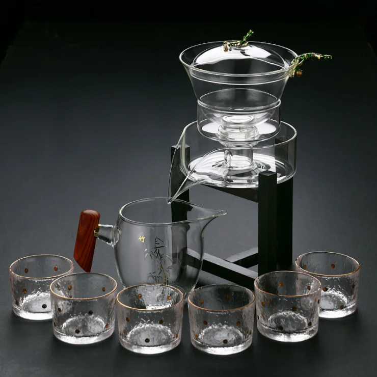 Creative office reception automatic Kungfu teapot household lazy man creativeglass tea set