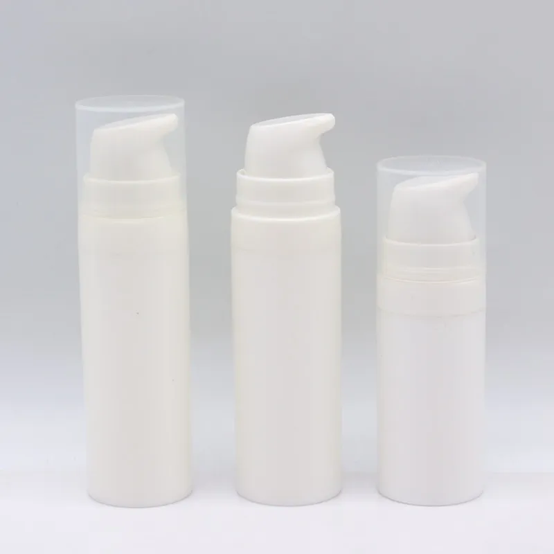 Eco friendly white empty PP plastic cosmetic packaging container serum lotion 15ml 30ml 50ml airless pump bottle