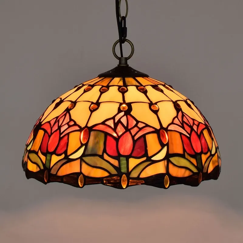 Pastoral Style Sun Flower Design  Bed Room Dinning Room Tiffany Art Glass Chandelier Lamp