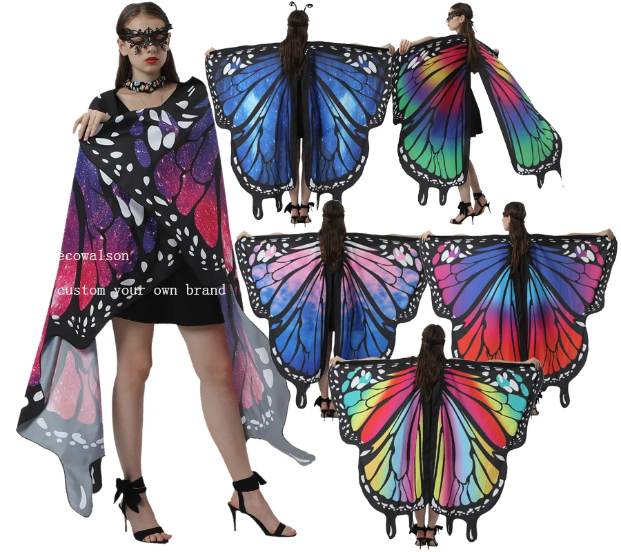 Wudimiqi Butterfly Wings for Women Halloween Butterfly Costume for Women Halloween Costume Women Fairy Ladies Cape