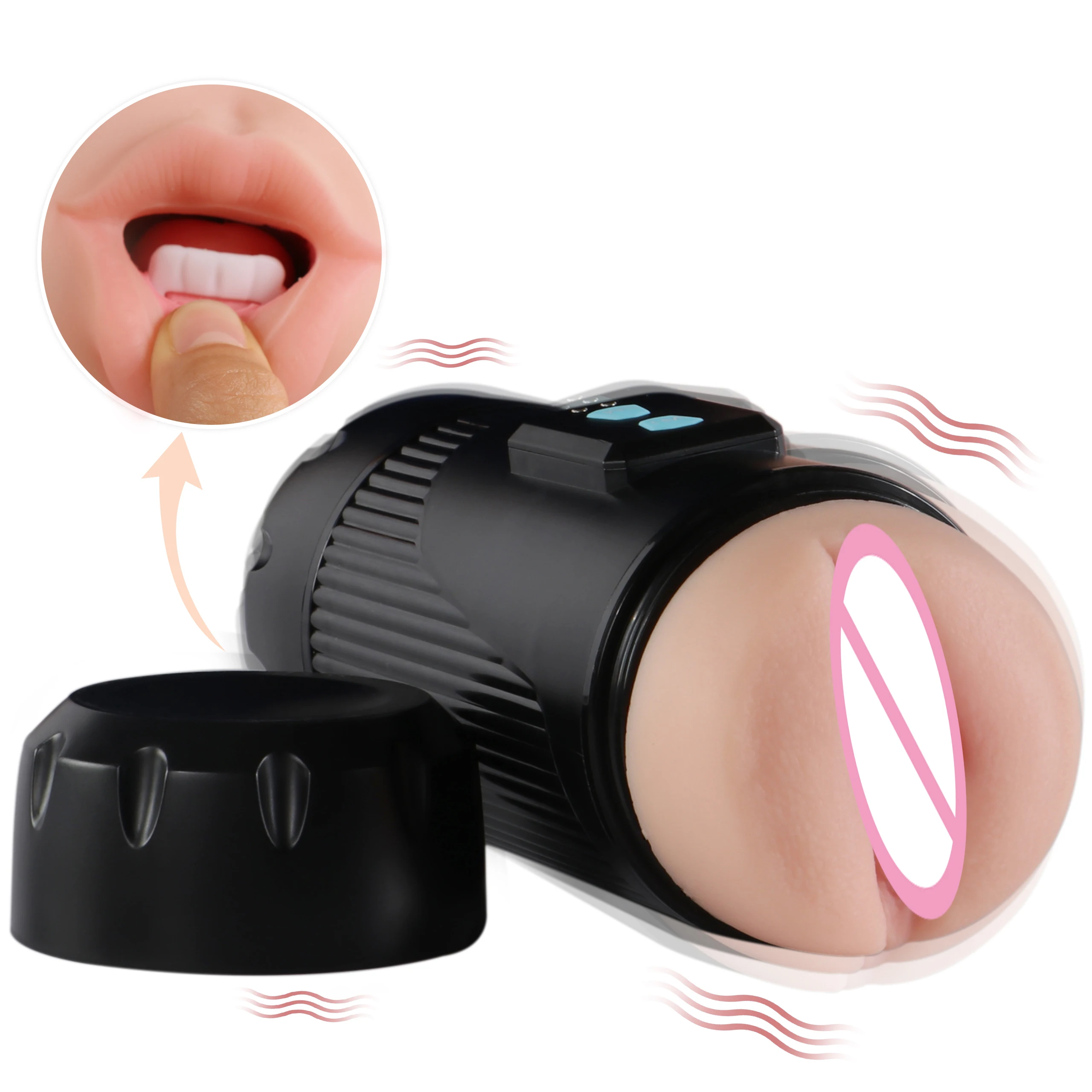 Xise 2021 Hot Sale Kay Double-end Vibrating Masturbation Cup Sexy Lip and Vagina Plump Labia Sex Toy of Men masturbation