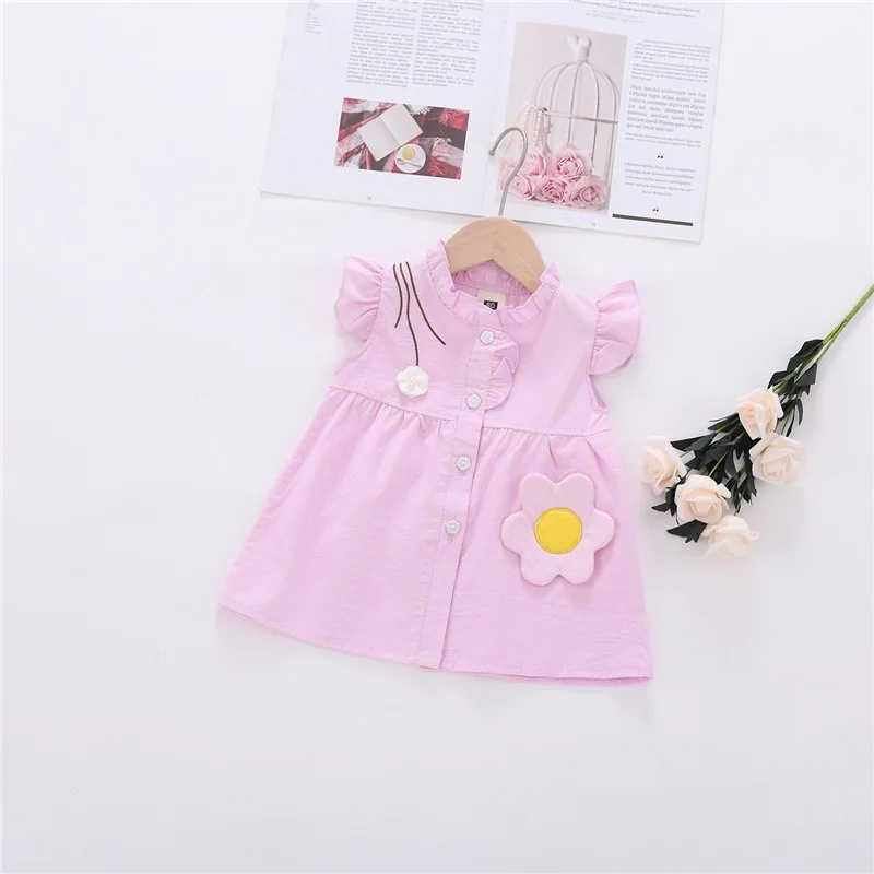 
In-stock Summer Cute Good Quality Flower Dresses for Baby Girls 