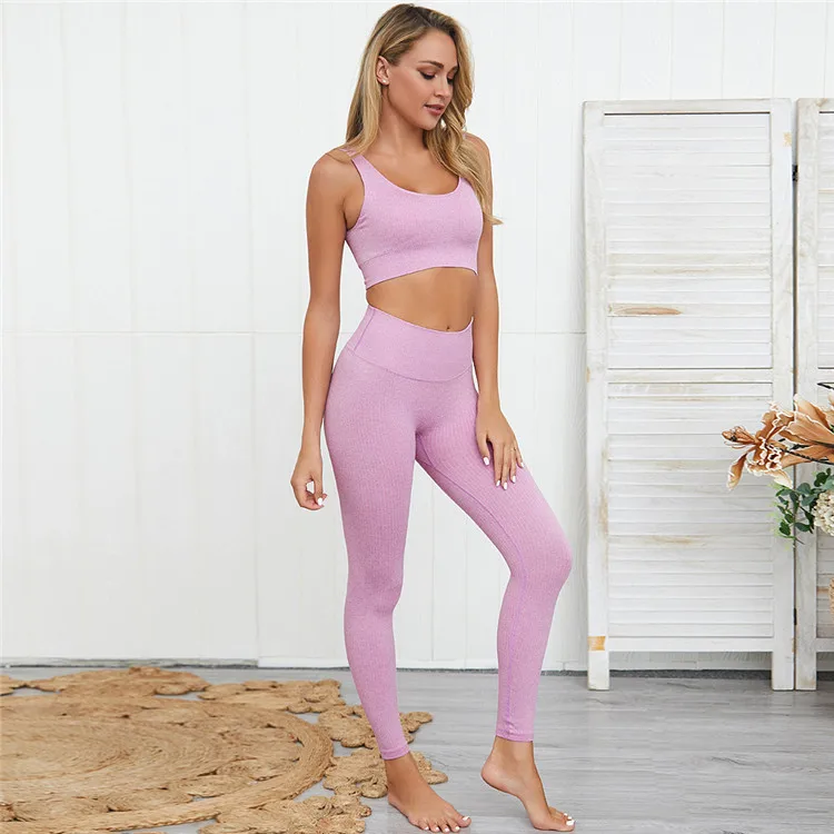 
Sexy New Woman Gym Suit custom Logo Seamless Fitness Nylon Spandex Womens Active Wears Sports Bra Ribbed Yoga Sets Sexy New Woman Gym Suit custom Logo Seamless Fitness Nylon Spandex Womens Active Wears Sports Bra Ribbed Yoga Sets