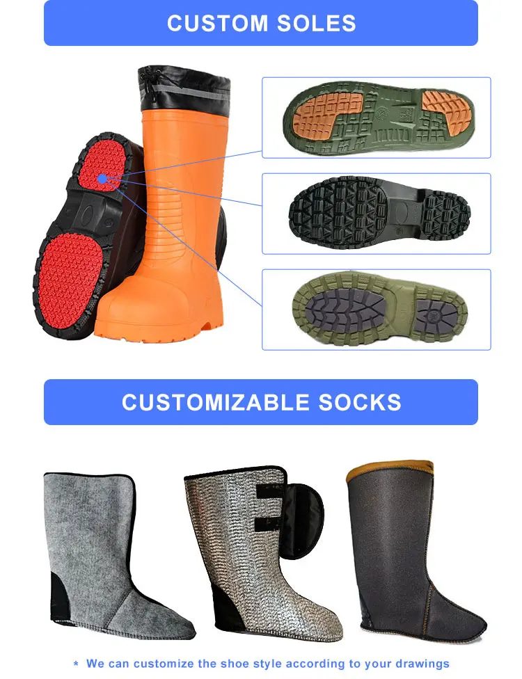 Lightweight Anti Slip Waterproof Flex Cracking Resistant Labor Protection Black Rain Boots Eva