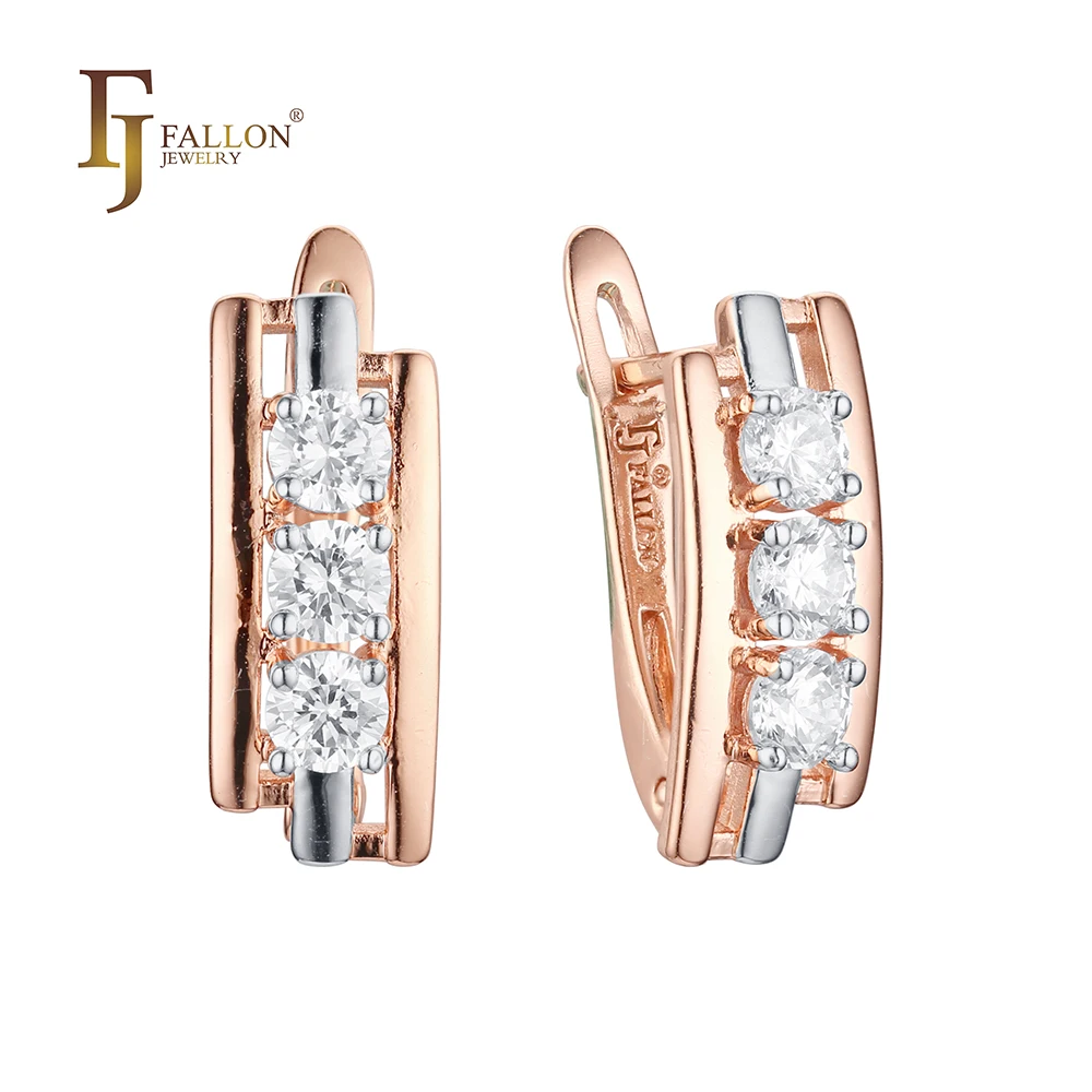 F92202129 FJ Fallon Fashion Jewelry Earrings Plated In 585 Rose Gold Two Tone Brass Based
