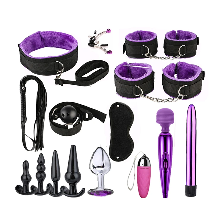 
sm sex toys for couple 15pcs set plush nylon soft handcuff vibrator anal plug japanese bdsm bondage 