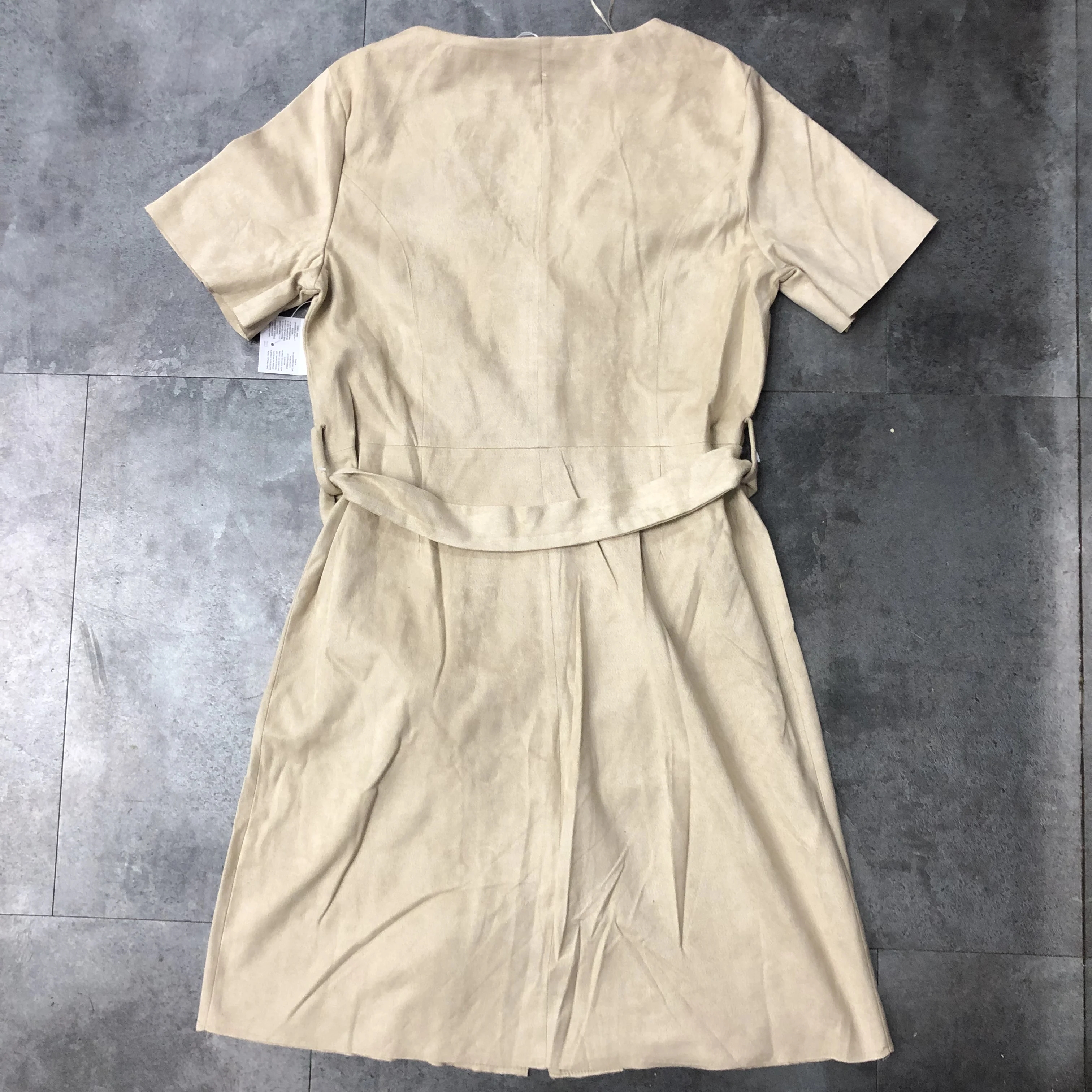 Apparel+Stock lot garments 2020 New Women Party Dresses Synthetic Leather Suede short Sleeve Sexy Club Dress