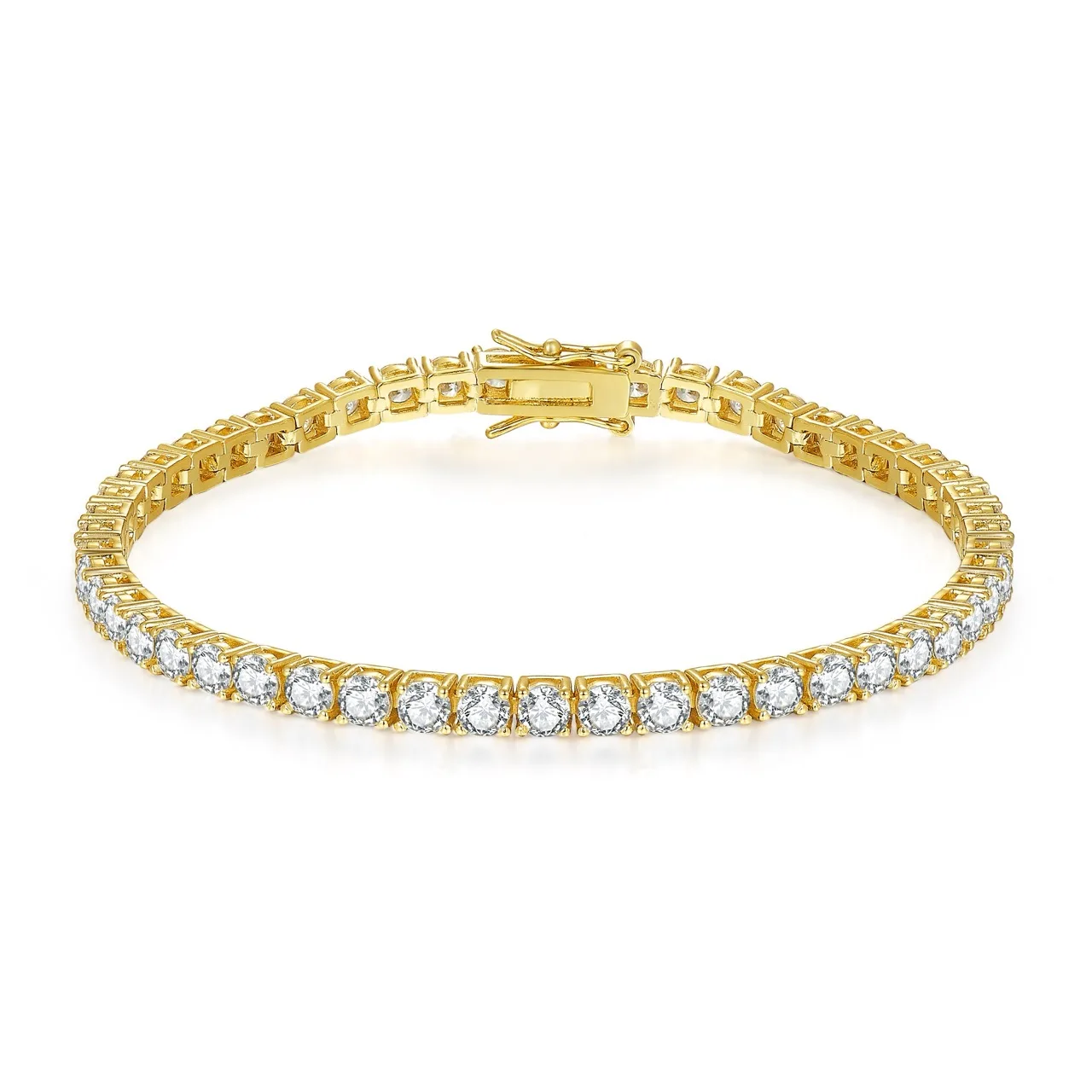 Fashion Jewelry High Quality 14K 18K Gold Plated Zircon Moissanite Women Tennis Fine Bracelet