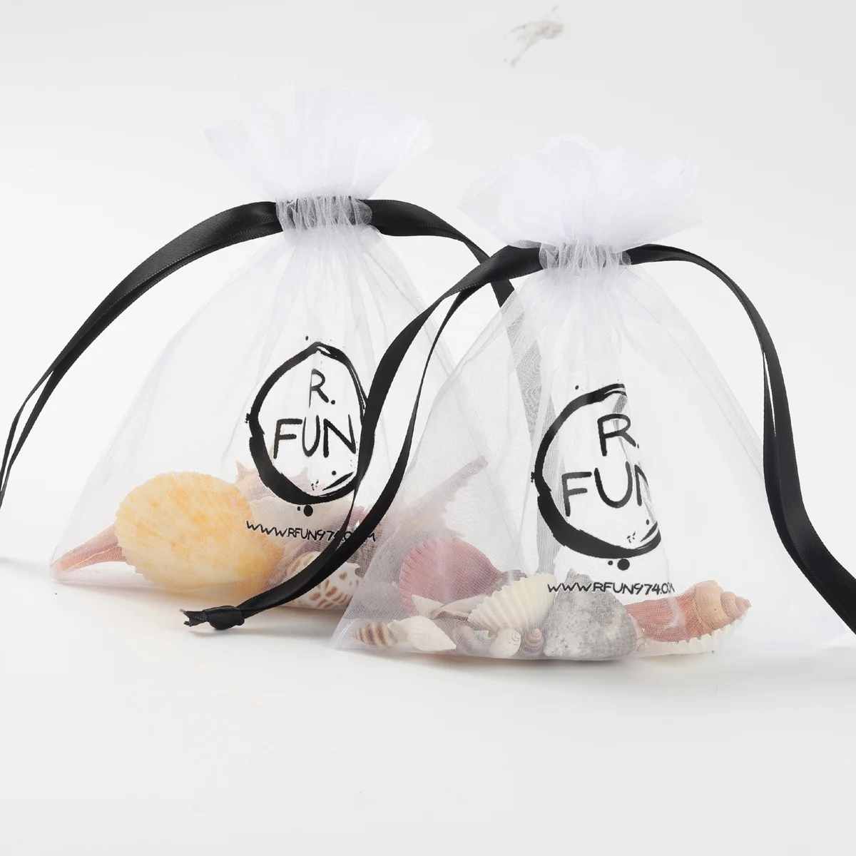 Custom Logo Printed Party Gift Bag White Packing Gift Drawstring Organza Bag
