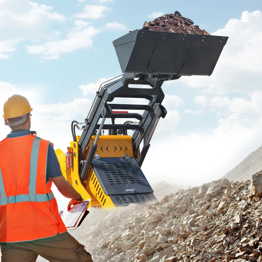 Free Shipping Wheel Grader Mini Skid Steer Loader 500kg Factory Price 1 Ton Multifunctional EPA Euro 5 Crawler Skid Loaders