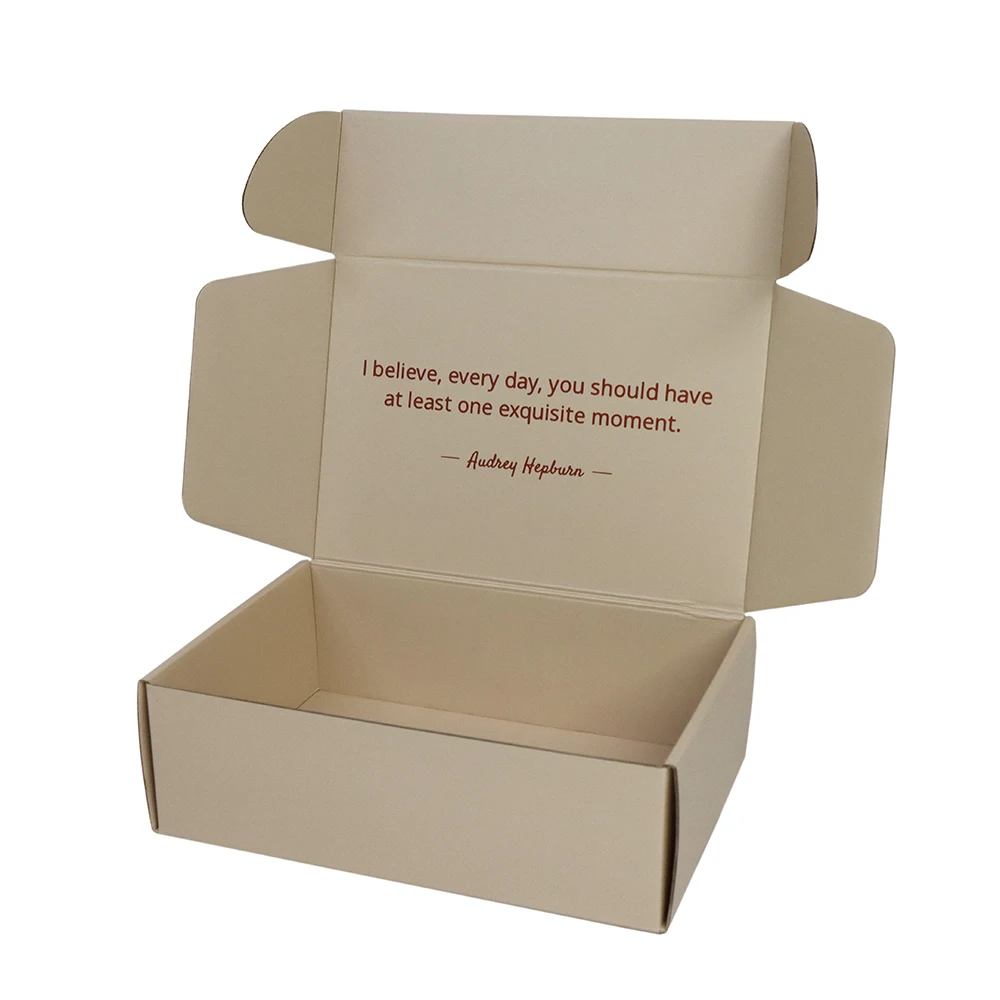 Golden Foiling Beige Mailer Boxes Corrugated Postal Packaging Box for Small Business