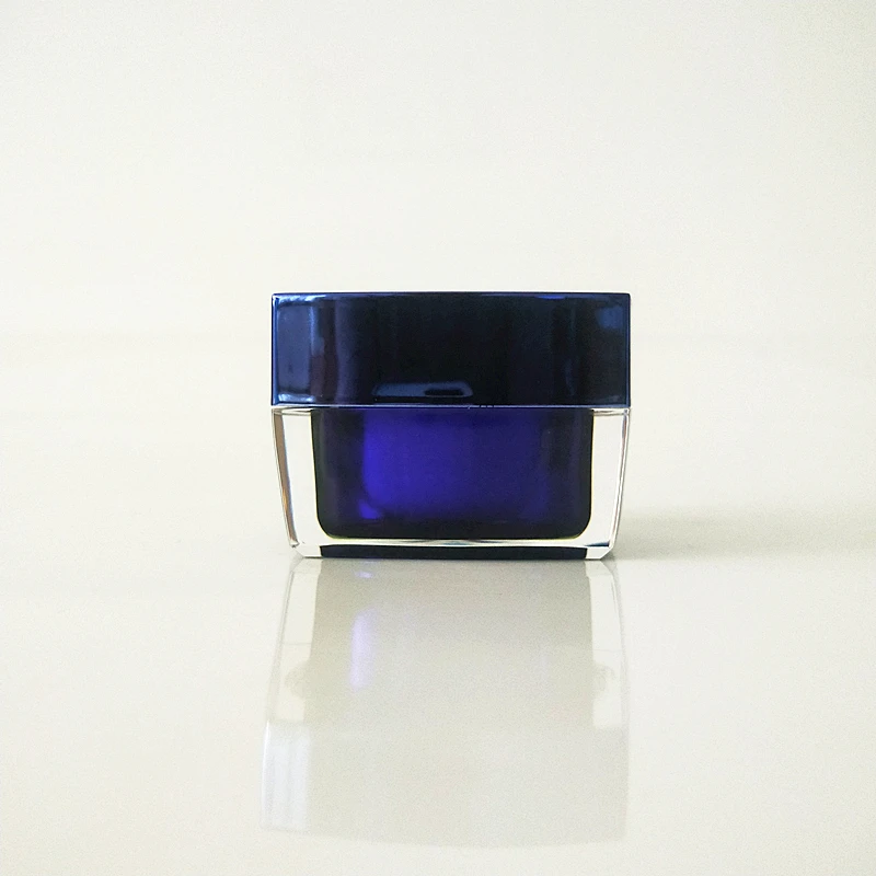 30g ml China factory price  Sapphire blue square bottle acrylic cream jar packaging Personal Care Cosmetic Jar custom logo