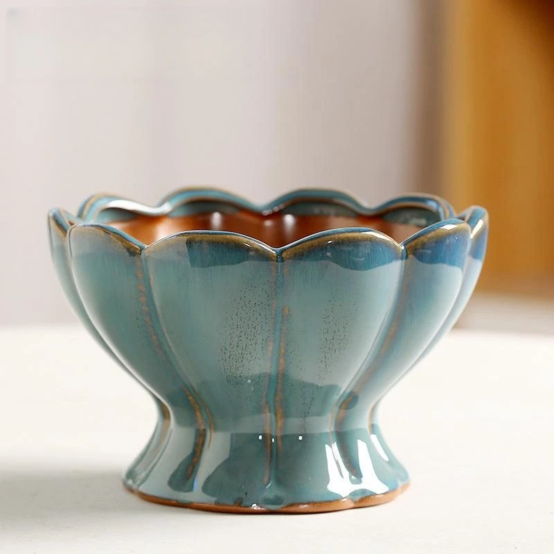 2025 New Factory High Quality Small Chinese Style Blue Glazed Ceramic Pot Indoor Succulents Ceramic Flower Pot Wholesale