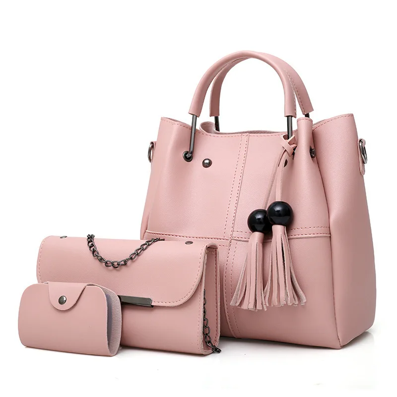 2022 Fashion 3 Pcs/Set Pu Leather Women High Quality Casual Female Handbags Large Capacity Composite Bag Set