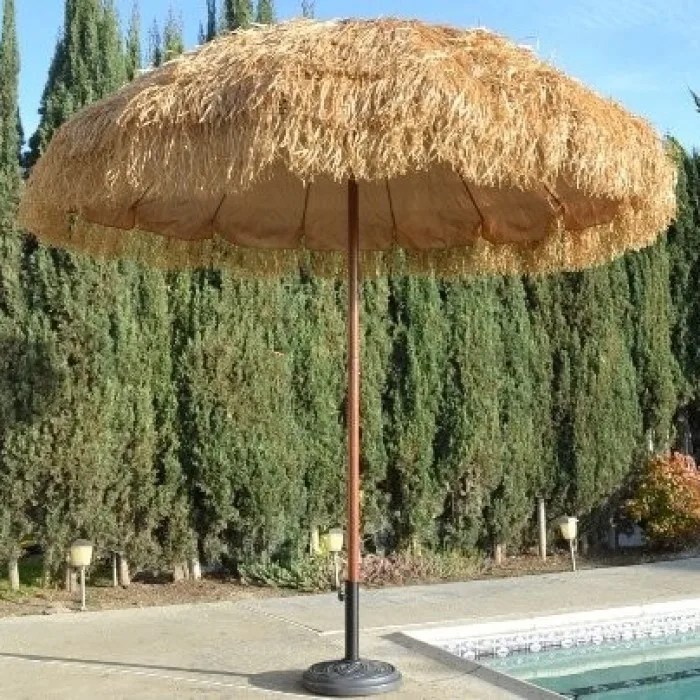 OEM umbrella wholesale synthetic thatch umbrella cover wooden pole beach umbrella thatch