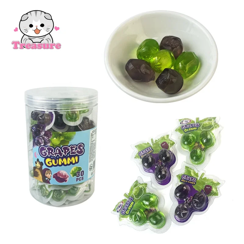 Peelable gummy candy filled soft candy grape gummies juice gummy candy