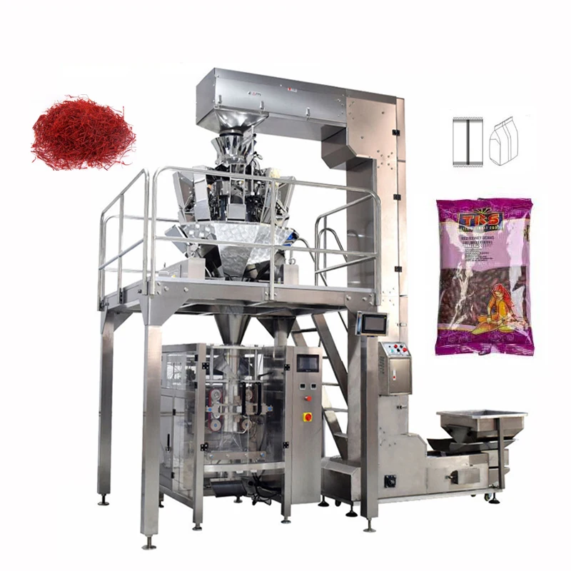 Multihead weigher VFFS system vegetables herb granule botany seed dried flower saffron crocus packing machine for plastic bags