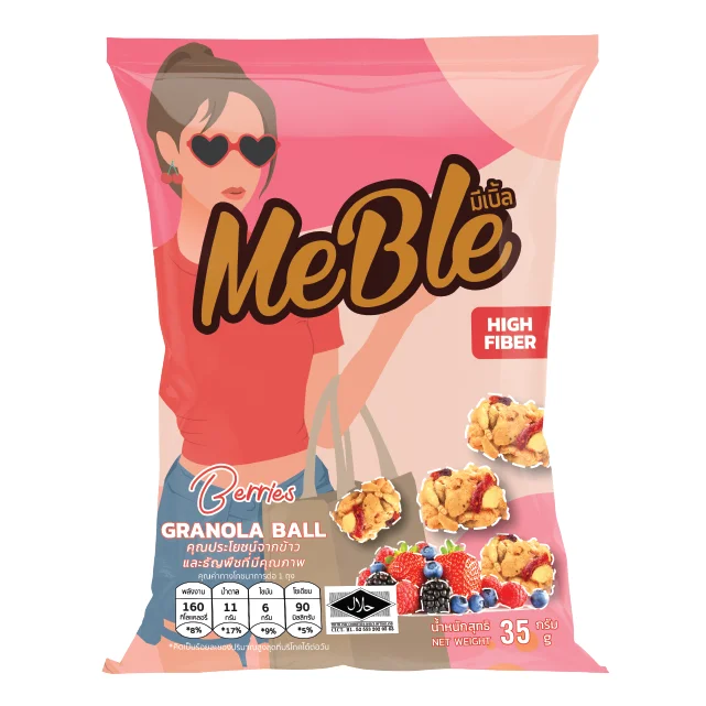 Мяч гранолы, популярный рис, смешанный с орехом кешью, кокосовый орех с смешанными ягодами, зернистые закуски, здоровая еда Yummy