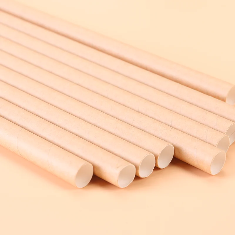 Factory Supply Disposable Biodegradable  Big Large Boba Bubble Tea Sharp End 12mm Paper Straw With Wrapped