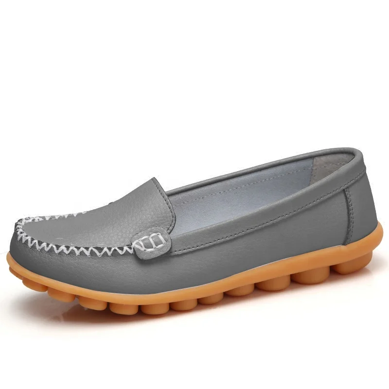 
Classic ballet flats ladies flat shoes folding comfort women white leather loafers wholesale lady loafer nurse shoes 