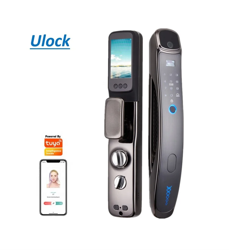Ulock Intercom Smart TUYA APP fingerprint gate lock with inside camera digital door viewer